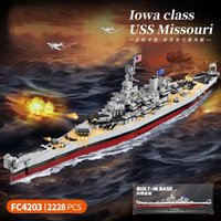 FC4203 Military Battleship Series Missouri Battleship Crusier Model Building Blocks Bismarck Cruiser Boat Bricks Toys Kids Gifts