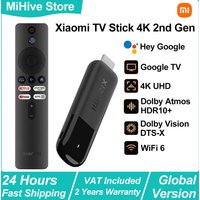 Xiaomi TV Stick 4K 2e generatie, WiFi 6 draagbare streaming media, Netflix Google Assistent, Google TV, Smart TV dongle BT5.2