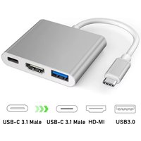 3 In 1 Type C to HDMI-compatible Adapter USB Hub Type C to HDMI Charging Converter For iPhone 15 Series Laptop Macbook Converter