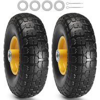 SucceBuy 2-Pack Solid PU Run-Flat Tire Wheel 10" Flat Free Tubeless Tires and Wheels for Dollies Garden Trailers Various Carts