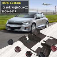 Car Floor Mats For Volkswagen VW Scirocco MK3 2008~2017 Leather Mats Rugs Carpet Full Set Auto Interior Part Accessories 2016