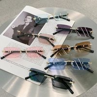 Fashion UV400 Protection Rimless Rectangle Sunglasses Y2K Shades Frameless Sun Glasses for Women & Men