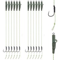 12Pcs Carp fishing hair rigs Pre tied Carp hooks with Carp weight clips Chod Helicopter Rigs Carp Fishing Tackle Tools 2/4/6#