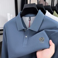 100% pure cotton high-end luxury brand men's long sleeved polo shirt autumn fashion hot selling embroidered casual T-shirt