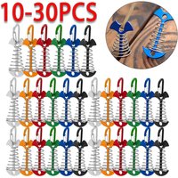 10-30pcs Deck Anchor Pegs Fishbone Tent Stakes with Spring Buckle Windproof Aluminium Alloy Wind Rope Anchor Camping Tent Nail