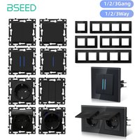 BSEED 1/2/3Gang 1/2/3Way Switch Modules Push Button Switch Part with Indicator Light DIY Combination Wall Sockets E-Series 86mm