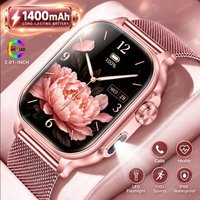 2026 Neue 1400mAh Batterie 100+ Sport-Smartwatches Geschenk 2,01" AMOLED Bluetooth-Anruf LED-Taschenlampe Herzfrequenz-Schlaf-Armband für Damen