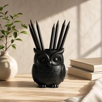 (8*7.1cm) Creative Owl Pen Holder & Makeup Brush Organizer 3D Printed Cute Desktop Pencil Cup Office Desk Decor Gift