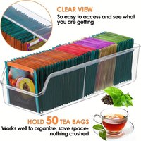 1pc Clear Tea Bag Organizer Box - Storage Holder for Sugar, Coffee, and Spices - Cabinet and Countertop Storage Solution