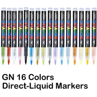 GUANGNA 16 Colors Direct-liquid Acrylic Paint Pens Brush Marker Pen for Rock Painting Stone Ceramic DIY Art Supplies Stationery