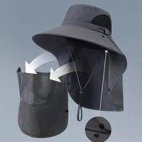 Summer Sun Hat UV Protection Outdoor Hunting Fishing Cap Hiking Camping Visor Bucket Hat Neck Flap Fisherman Hat Breathable Mesh