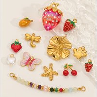 2-5pcs Colored Stainless Steel Flowers Fruit Animal Pendant Fashion Jewelry DIY Accessories Wholesale Manufacturer Direct Sales