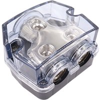 Car Audio 2-Way Power Distribution Block 0 AWG Input to 0/4 AWG Output Negative Terminal Splitter Hub for Power Wiring