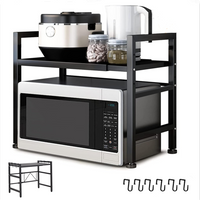 Expandable Microwave Oven Shelf Oven Storage Rack Kitchen Countertop Organizer Shelf Microwave Baking Rack with Cutting Boards Stand