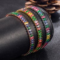 925 Sterling Silver Bracelet Rectangular Colored Zircon Bracelet Women's Fashion Simple Birthday Party Anniversary Jewelry Gift
