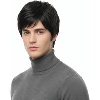 Men Short Black Hair Synthetic Wigs for Men's Daily Wig Male Curly Natural Hair Heat Resistant Breathable