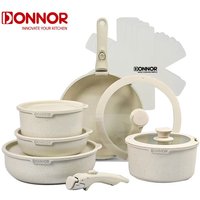DONNOR 17pcs Diecast Aluminum Pot Pots and Pans Set Non Stick Cookware Set Kitchenware Dishwasher Safe Support Induction