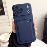 Card Holder Slot Wallet Phone Case For iPhone 17 Air 11 12 13 14 15 Plus 16 17 Pro Max Shockproof Soft Matte Silicone Back Cover