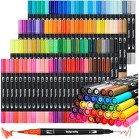12-120PCS Dual-Tip Marker Pens Set Watercolor Brush Pens, Art Supplies for Coloring, Excellent Gift for Students
