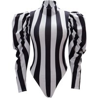 Victorian Gothic Costume Sexy dress Black and White Stripes Jumpsuit bodysuit cosplay costume Halloween Outfits