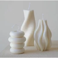 DIY Wave Striped Column Candle Mold Geometric Irregular Wavy Rotating Pillar Candle Silicone Mold Forms for Candle Making