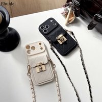 Luxury Wallet Strap Case For iPhone 17 Pro Max 16 15 14 Plus 13 12 Card Holder Crossbody Lanyard Cord Chain Shoulder Bag Cover