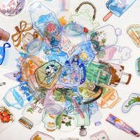50 stücke Transparente Objekte PET Aufkleber Aufkleber Für Laptop Notebook Skateboard Gitarre Helm DIY Cartoon Ästhetische Aufkleber