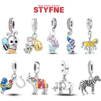 Silver-Plated Cute Bee Dangle Charms Beads Fit Original Bracelets Bag Keychain Charms Beads Pendant Diy Women Jewelry Gift