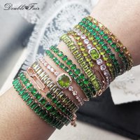 Shiny Green Cubic Zirconia Tennis Bracelets Chain on Hand Adjustable Various Shapes Crystal Short Bracelet for Women Men Jewelry