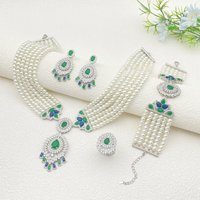 Flora Nigerian Vintage Zircon Jewelry Set Gold Plated Copper Bracelet Necklace Earrings Ring Gift for Women for Eid Festival