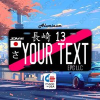 NEW JDM Pink Stripe Custom Personalized License Plate Japanese Theme 12x6 Aluminum