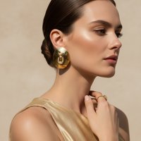 DIGADAGU Alloy Oval Horseshoe Buckle Stud Earrings New Trend Exaggerated Earrings Woman Party Jewelry Accessories