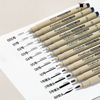 1pcs Black Fineliner Micron Pen 005-3.0mm Waterproof Pigment Ink for Manga Sketching Technical Drawing