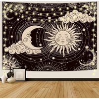 VIKAMA Healing Sun, Moon, and Stars Tapestry Living Room Bedroom Instagram-Style Warm and Soothing Background Decor