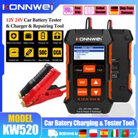 KONNWEI KW520 3-in-1 Autobatterie-Tester-Ladegerät 12V 10A 24V 5A Puls-Reparaturwerkzeug für Auto, LKW, Motorrad, AGM, GEL, LiFePO4, Blei-Säure-Batterie