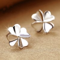 925 Sterling Silver Heart Four-Leaf Clover Earrings For Women Wedding Engagement Party Fashion Charm Ear Studs Jewelry