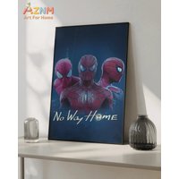 Spider-man No Way Home Poster, Three Spider-man Marvel Wall Art, Multiverse Movie Print, Superhero Room Decor