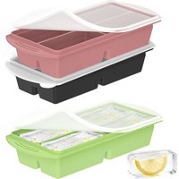 Silicone Food Freezer Mold 4-Cup Freezing Trays with Lid Silicone Soup Meal Sauce Portion Freeze Tray Make Stock Souped Ice Cube