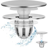 Universal Pop-Up Bathroom Sink Stopper Odor-Resistant Press-To-Close Drain Plug Hair Catcher Strainer for Washbasin Accessories