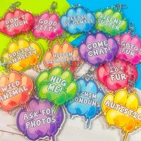 Mood Paw Keychains | Acrylic Consent/Disability/Social ID Badges | Furry Conventions and Public Events
