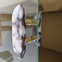 100% Real Stone Luxury Calacatta Violet Arc Glass Door Marble Dot Handle Wardrobe Cabinet Door Drawer Knob Pull