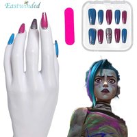 Arcane Jinx Fake Nails 2024 Game LoL TV 2 Cosplay Fantasy Costume Accessories Women Roleplay Pretty Sexy Art Nail Manicure Prop