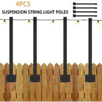 4Pcs Outdoor for Light Pole Suspension String Light Poles with Clip and Holder Metal String Light Hanging Poles Backyard Pole