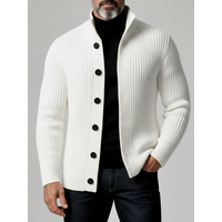 High Quality Spring Autumn Knit Cardigan Men Solid Color Smart Casual Single Breasted Outerwear Long Sleeve Knitted Sweatercoat