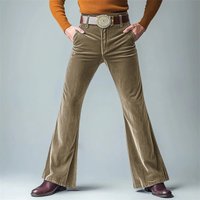 Men's Slim Fit Velvet Trousers Casual Business Style Bell Bottoms Pure Color Fashionable Urban Spring Autumn Wear for Younger