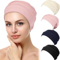 Women Breathe Hat New Women's Hijabs Turban Elastic Cloth Head Cap Hat Soft Ruffle Cancer Chemo Cap Muslim Scarf Cap Wholesale