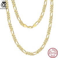 ORSA JEWELS 3.3mm 5mm Figaro Chain Necklace Genuine 925 Sterling Silver Figaro Chain Necklaces Hip Hop Punk Unisex 40-60cm SC34