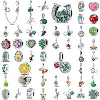 S925 Silver Lucky Clover Horseshoe, Strawberry, Avocado, Mushroom Beads Suitable for European Bracelet Jewelry Accessories
