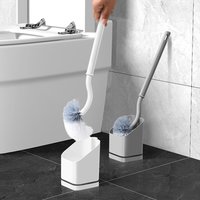 Durable Toilet Brush With Base Cleaning Holder Bathroom Cleaning Tools Long Handle Plastic Wall Hanging Toilet Brush