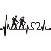 2pcs Funny Guy Girl Hiker Stickers | Couple Hiking Heartbeat Lifeline Vinyl Decals for Car Bumper/Window
